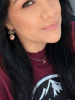HEART SPARK BOW DROP STUDS